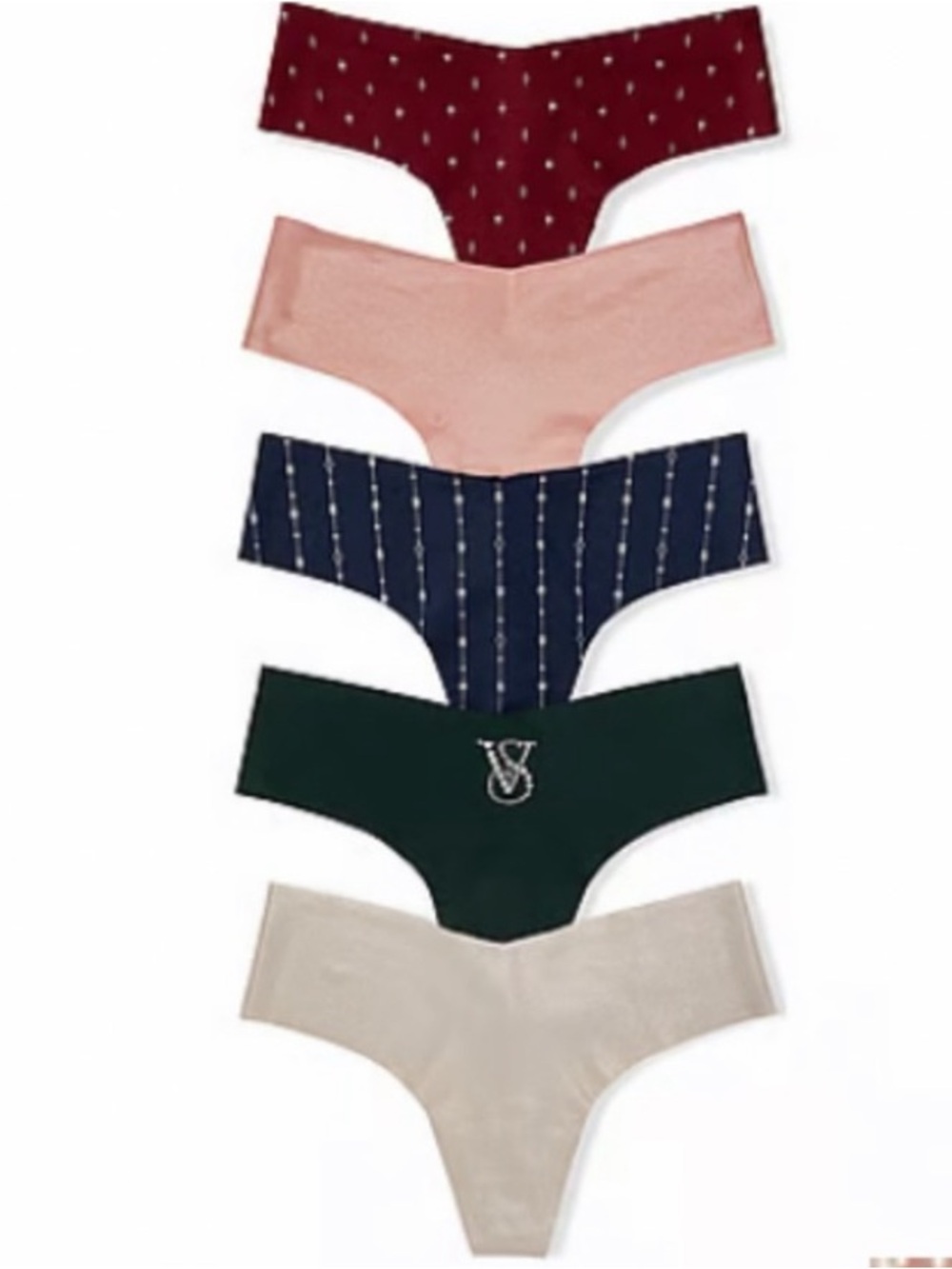 Victoria's Secret 5 pack shine Panties multi color and bling! Xs